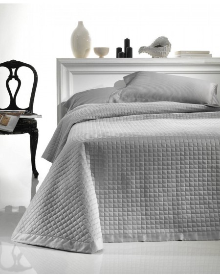 Quilted Bedcover Coton Satin Grey Elegance