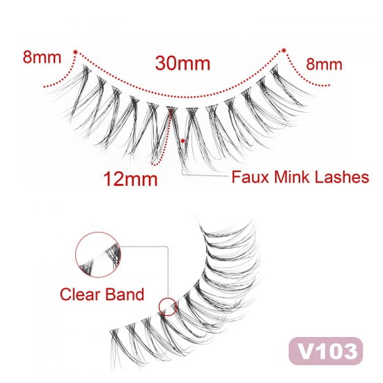 3D Clear Band Lashes Natural Look MO103
