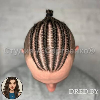 Мужские брейды на теменной зоне, вид сверху, Минск