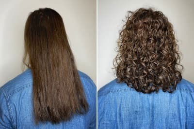 Завивка на длинные волосы до и после — пример результата