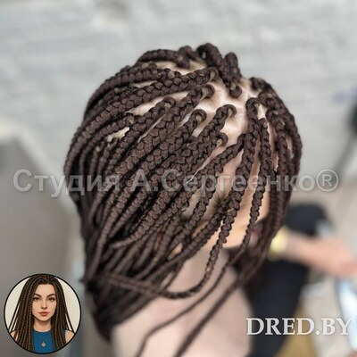 Тонкие афрокосички на всю голову, плетение у корней