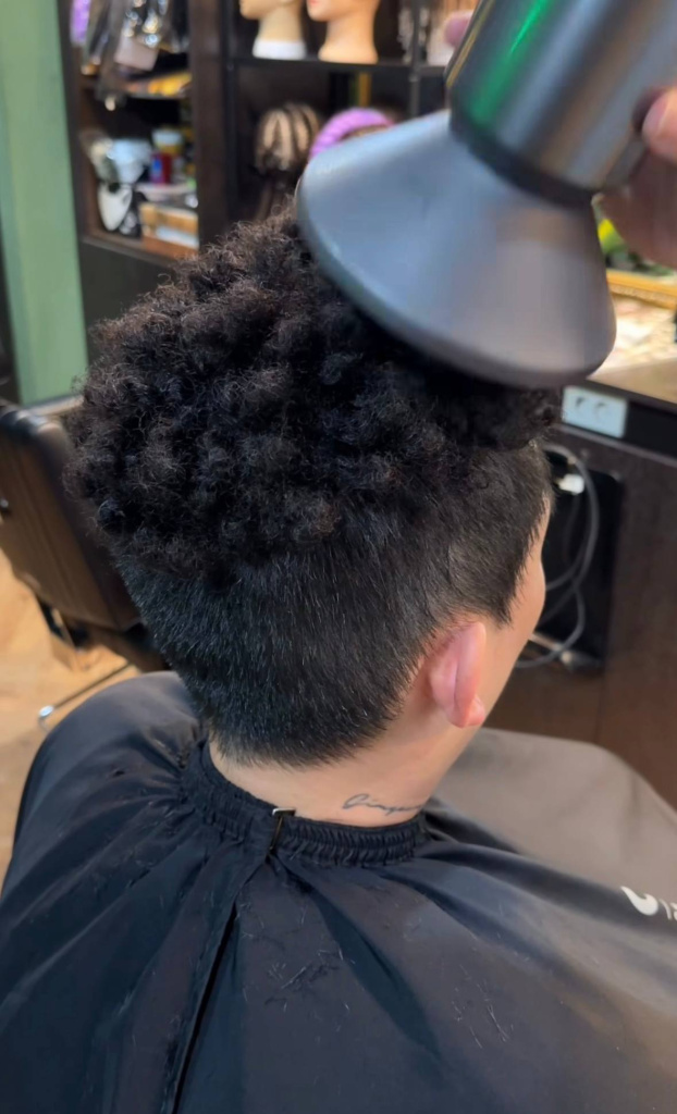 Сушка волос с диффузором после афрозавивки