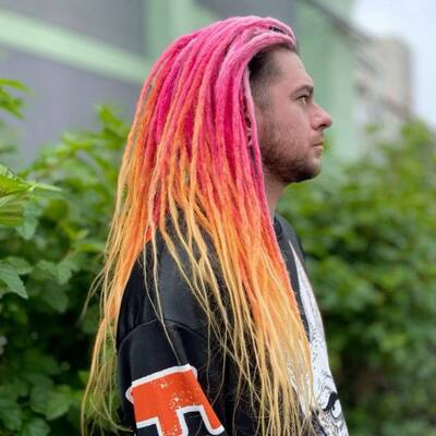 Цветные мужские дреды с канекалоном