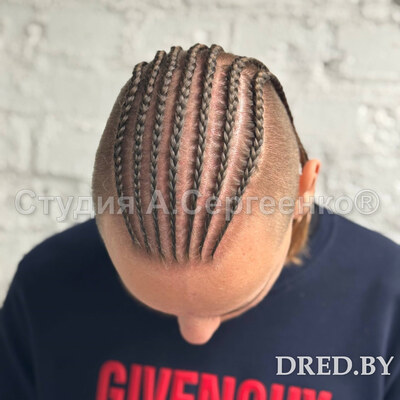 Мужские брейды на теменную зону, тонкие, вид сверху, Минск