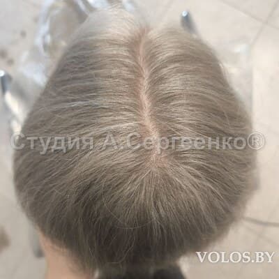 Шитьё седины — пример результата на ранее окрашенных волосах