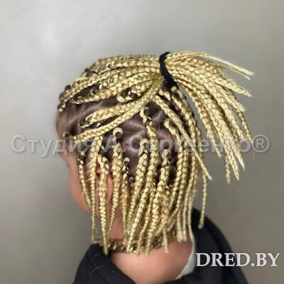 Детские афрокосички на всю голову в Минске — короткие светлые косички, вид сверху