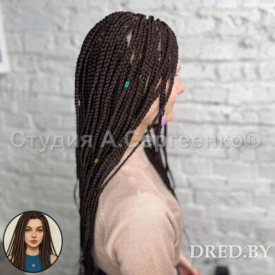 Тонкие афрокосички — вид сбоку, длина и плотность плетения