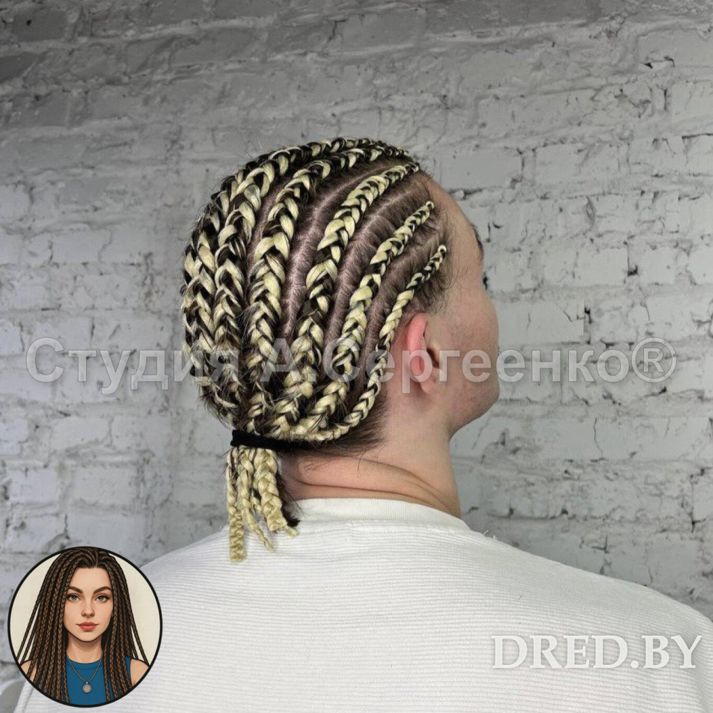 Брейды с канекалоном — вид сзади, аккуратные проборы и пучок