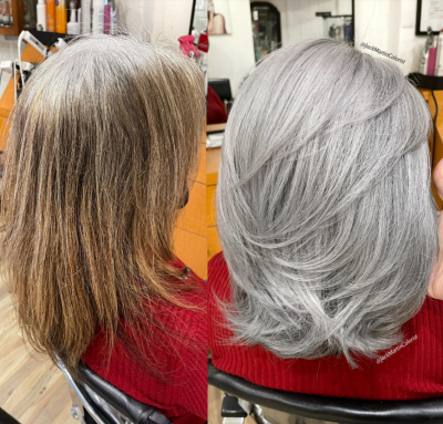 Шитьё седины до и после