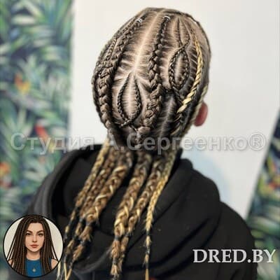 Брейды с узорами — плетение по заранее заданному рисунку, вид сзади 