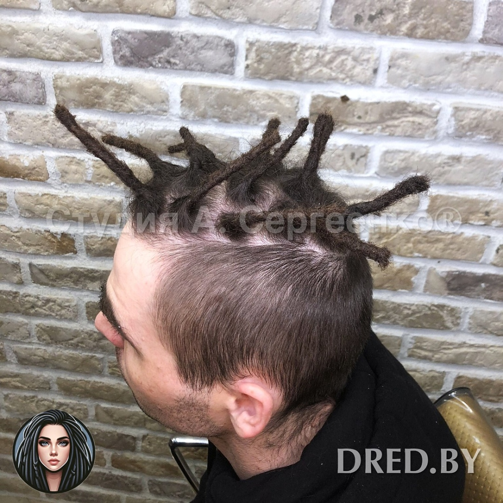 Расплетение коротких дред на теменной зоне (тонкие)