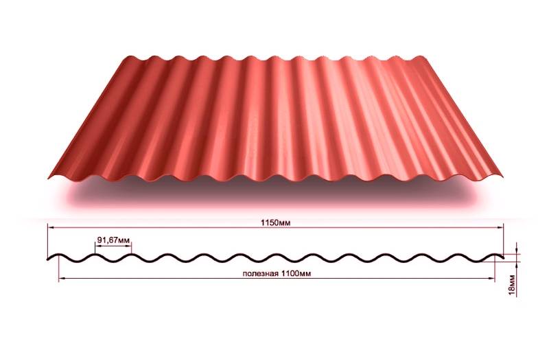 Профнастил МП18-1100 волна