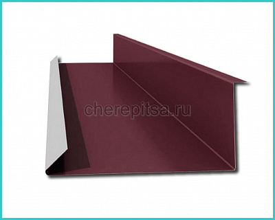 Планка примыкания нижняя 250x122x2000мм покрытие Полиэстер цвет RAL 3005 длина 2м толщина 0,45мм