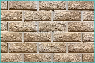 Сколотый кирпич с перекрытием шва, цвет 68