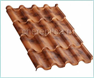 Металлочерепица Монтерроса покрытие Cloudy цвет GRANITE-CLOUDY толщина 0,5мм