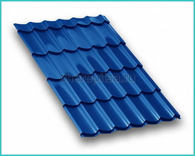 Металлочерепица МП Ламонтерра покрытие PURMAN цвет RAL 5005 толщина 0,5мм