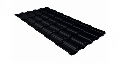 Металлочерепица Kredo Grand Line покрытие PurLite Matt цвет RAL 9005 толщина 0,5мм