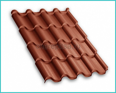 Металлочерепица Монтерроса покрытие Puretan цвет RR750 толщина 0,5мм