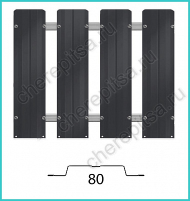 Штакетник Barrera 80 покрытие Полиэстер цвет RAL 9005 толщина 0,5мм