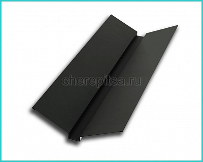 Планка ендовы верхняя 76x76x2000мм покрытие Полиэстер цвет RAL 9005 толщина 0,45мм