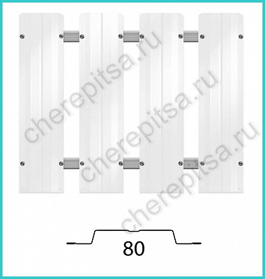Штакетник Barrera 80 покрытие Полиэстер цвет RAL 9003 толщина 0,45мм