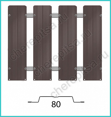 Штакетник Barrera 80 покрытие Полиэстер цвет RAL 8017 толщина 0,45мм