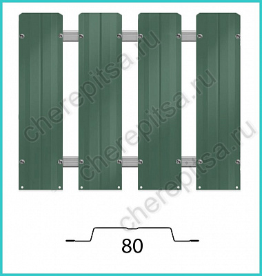 Штакетник Barrera 80 покрытие Полиэстер цвет RAL 6005 толщина 0,45мм