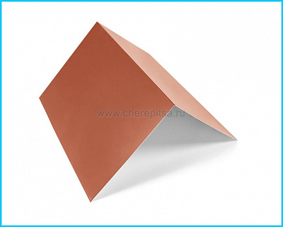 Планка конька плоского простая 145x145x2000мм покрытие Puretan цвет RR750 толщина 0,5мм