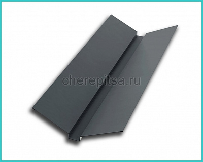 Планка ендовы верхняя 76x76x2000мм покрытие Полиэстер цвет RAL 7024 толщина 0,45мм