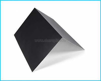 Планка конька плоского простая 145x145x2000мм покрытие Полиэстер цвет RAL 9005 толщина 0,45мм