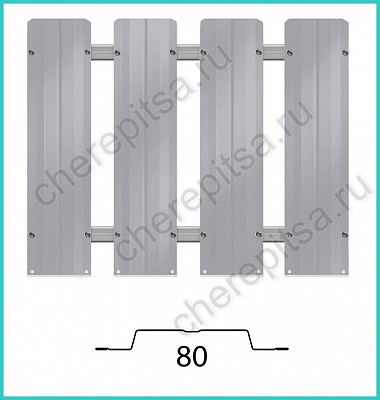 Штакетник Barrera 80 покрытие Полиэстер цвет RAL 7004 толщина 0,45мм