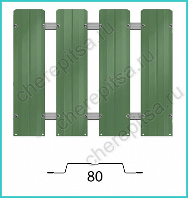 Штакетник Barrera 80 покрытие Полиэстер цвет RAL 6002 толщина 0,45мм