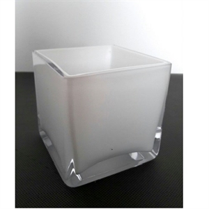 Ваза стеклянная Куб L10 W10 H10 см белая