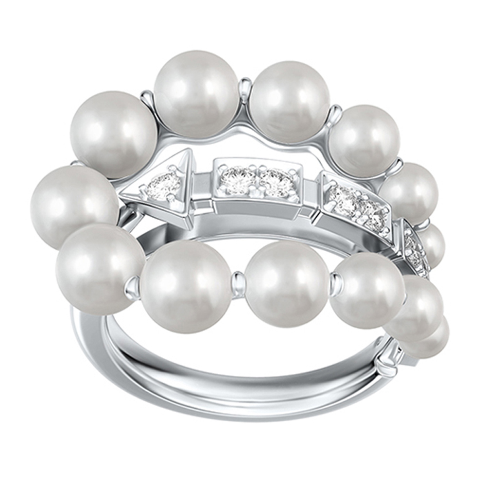 Кольцо «Лалибелла» с бриллиантами и жемчугом из белого золота 750 пробы — Flymi.ru