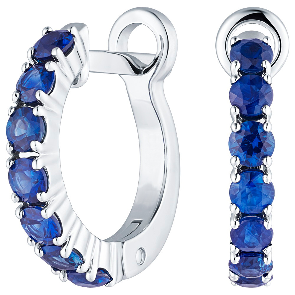 Серьги дорожка с сапфирами из белого золота 585 пробы — Flymi.ru