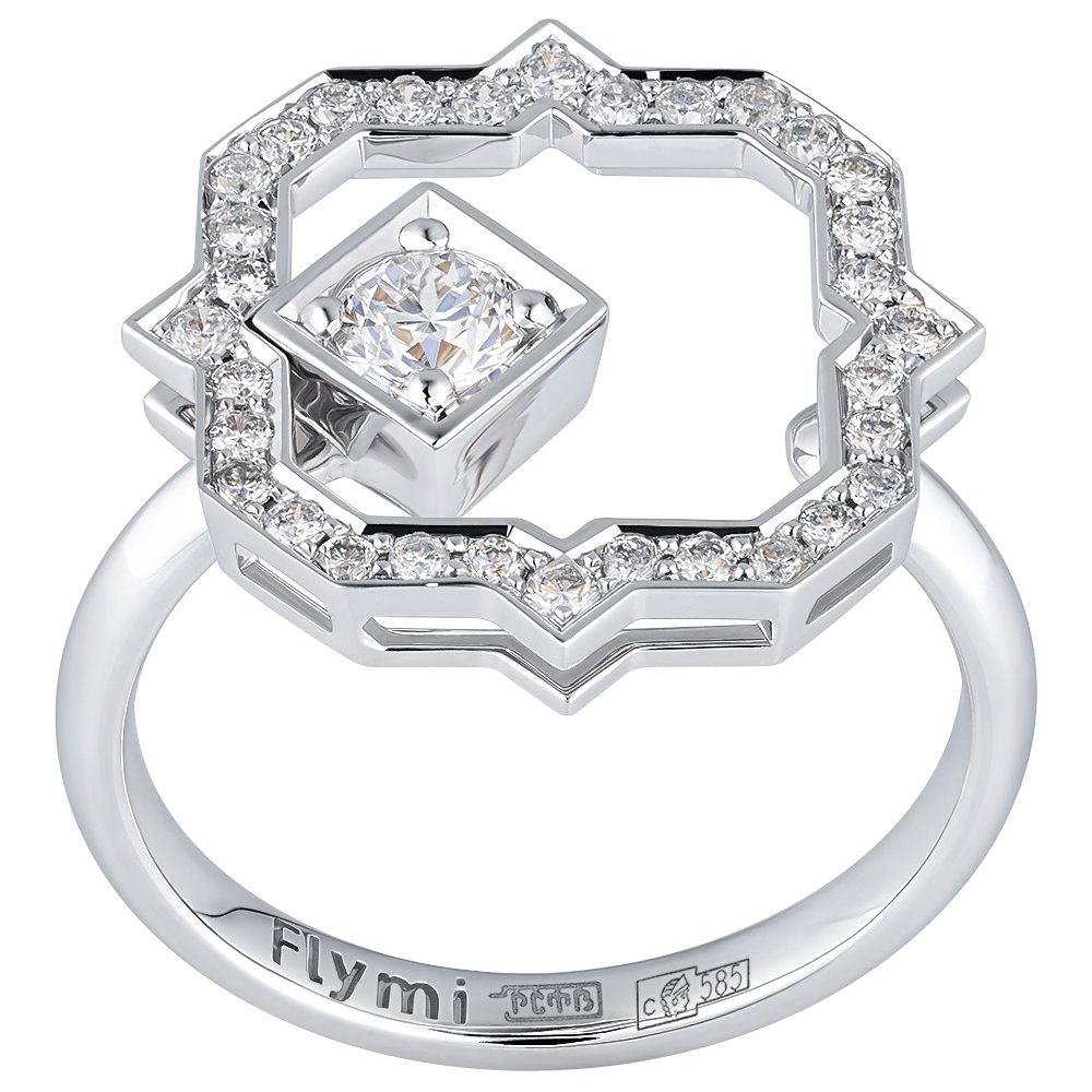 Кольцо с бриллиантами из белого золота 585 пробы — Flymi.ru