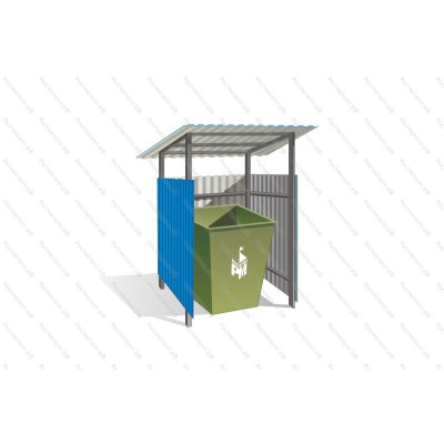 Контейнерная площадка для мусора с крышей на 1 контейнер