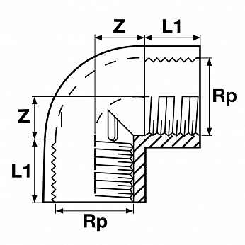 Угол ПВХ резьбовой ВР 90°