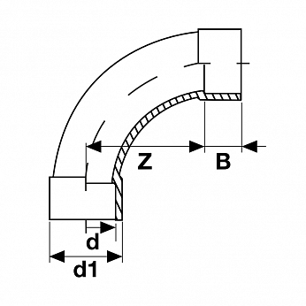 Отвод ПВХ плавный клеевой 90°