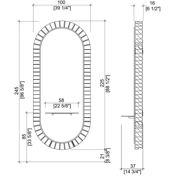 Зеркало парикмахерское KATHERINE COLLAR WALL WITH SHELF GCMW243KA