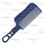 Купить Расчёска с ручкой,зубцами на обушке и направляющей рельсой синяя для стрижки под машинку для левшей для стрижки фото