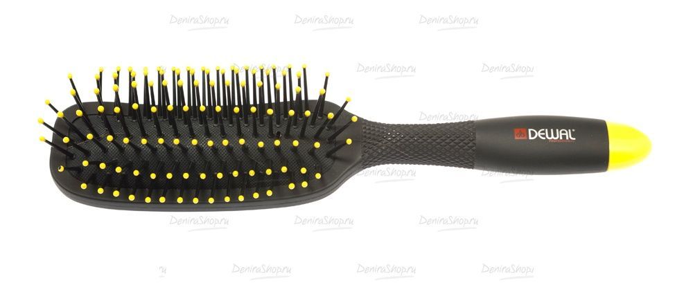 щетка массажная  dewal "banana black" прямоугольная узкая , пластиковый штифт , 7 рядов фотографии в магазине Denirashop.ru