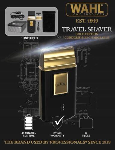 Дорожный шейвер электробритва Wahl Gold Edition (07057-016), мужская, цвет сетки- золото фото