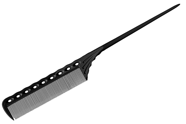 Расчёска с хвостиком Y.S.park 115 carbon, черная, 21.5 см, термостойкая фото