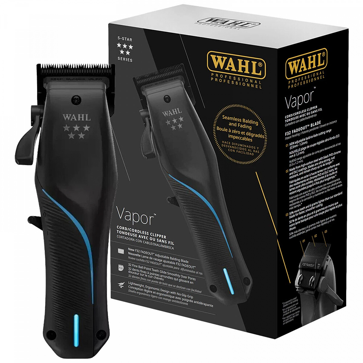 Машинка для стрижки Wahl Vapor 3026483, питание аккумулятор-сеть, 7 насадок фото