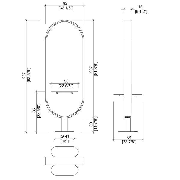 Зеркало парикмахерское KATHERINE RING WITH SHELVES GCMW237KA