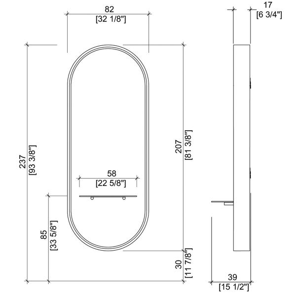 Зеркало парикмахерское KATHERINE RING WALL WITH SHELF GCMW249KA