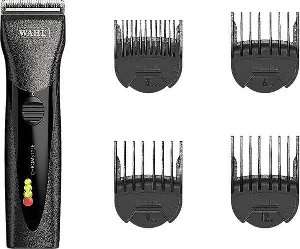 Машинка для стрижки Wahl 1871-0473 ChromStyle, нож-нержавеющая сталь, аккумулятор/сеть, 4 насадки, чёрная фото