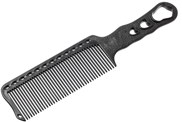 Расческая для стрижки под машинку Y.S. park s282 carbon, черная, 24 см, эргономичная ручка, тонкий обушок фото