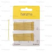 невидимки 60 мм прямые золото 24 штуки harizma фотографии в магазине Denirashop.ru